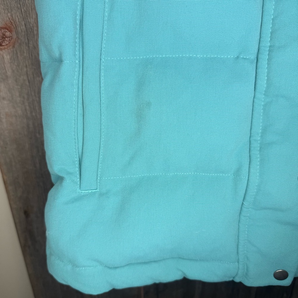 Patagonia Bivy Two-Tone Puffer Vest in Teal and Rust Mushroom Lining XS - Picture 5 of 11